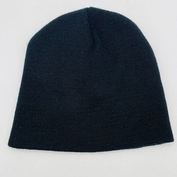 Modern Oaks Logo Plain Black Winter Machine Knit Skully Beanie Hat - Picture 2 of 2